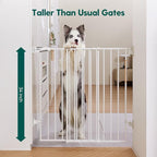 Babelio Baby Gate for Stairs & Doorways, 26-43" W 34" H Extra Tall| No Bottom Bar| Easy Installation| One-handed Operation| Auto-close| Hardware Mount (Drill Needed) Safety Dog/Pet Gate Indoor (White) | Easy Install| One-handed Opening| Auto-close| Dri...