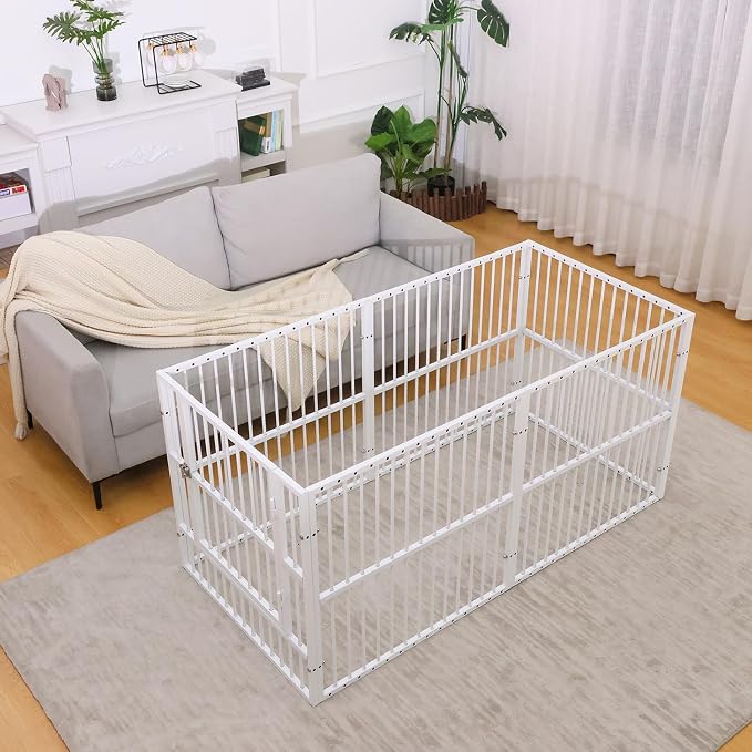Dog Playpen 32" Height – Heavy Duty, Foldable | 25mm Steel Tubes, 40.8 lbs sturdy frame, rubber non-slip feet, indoor & outdoor, tool-free assembly, Small & Medium Dogs