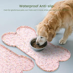 PWTAA Dog Food Mat Anti-Slip Silicone Dog Bowl Mat Thicker Pet Placemat Waterproof Cat Feeder Pad with Raised Edge Puppy Kitten Feeding Mats Suitable Small Medium-Sized Dogs Cats Eating Tray - 2PCS