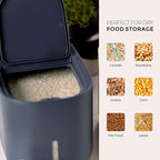 Zuutii Rice Storage Container, Dry Food Bin, Pet Dog Cat Dispenser, 6.9Qt Large Bin with Lid & Measuring Cup, Airtight Silicone Sealed Moisture Proof, for Grain Cereal Soybean Corn (DarkGray) (ZTFC)