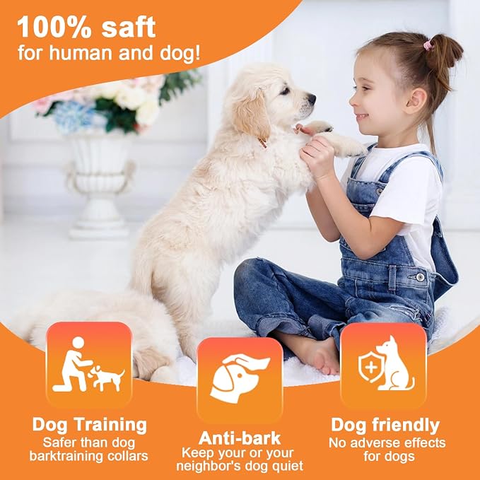 Dog Bark Deterrent Device,Anti-Barking Device,Up to 15Ft Long Range & Rechargeable Bark Control,Stop Barking Dog Devices,Safe for Dogs Training,Indoor & Outdoor（Black）
