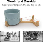 MateeyLife Ceramic Dog and Cat Bowls with Stand, 2-Pack Food and Water Bowl Set - Non-Slip Pet Bowls for Cats,Puppies and Small Dogs, 13.5OZ（Green）