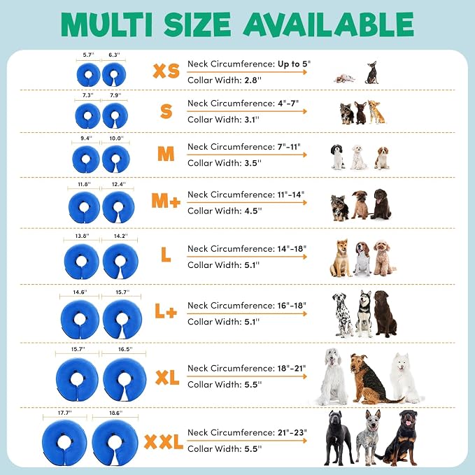 BENCMATE Inflatable Dog Cone Collar Alternative, Soft Dog Cone for Small Medium Large Dogs and Cats, Neck Recovery ECollar Donut Collar After Surgery (Medium+, Plaid)