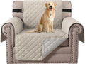 H.VERSAILTEX Chair Slipcover Reversible Chair Cover Water Resistant Washable Chair Cover Non-Slip Fabric Furniture Protector with Elastic Strap for Pets(Armchair, Pale Oak)