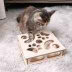 Natural Wood Cat Interactive Box Puzzle Hunting Exercise Toy