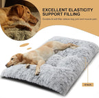 BFPETHOME Dog Beds for Large Dogs, Plush Dog Crate Bed Fluffy Cozy Kennel Pad for Sleeping &Ease Anxiety, Washable Pet Mats with Anti-Slip Bottom for Large Medium Dogs, Pet Bed Grey