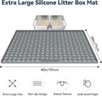 Silicone Cat Litter Mat 40" x 28" Cat Mat for Litter Box, Dark Grey | Extra Large Litter Box Mat, Waterproof Cat Litter Trapping Mat, Non-slip, Leakproof Kitty Litter Mat with Bone Pattern