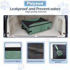 Portable Cat Travel Litter Box. Zipped Lid, Collapsible Litter Box for Cats. No Leakage, No Smell. Easy to Carry. Used for Hotels, Camping, Car (Green,L)