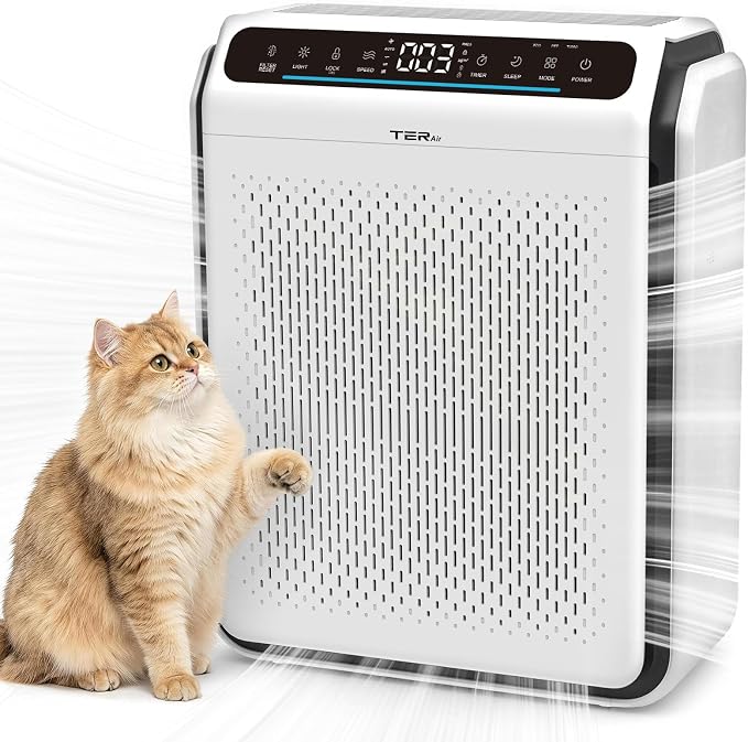 Pet Air Purifier for Home Large Room with H13 HEPA Washable Filter, AP03 | 86% Less Loose Pet Hair, Fits 2500 ft.sq, PM2.5 Air Quality Monitor, Air Cleaner for Dander Odor Allergies Smoke Dust, White