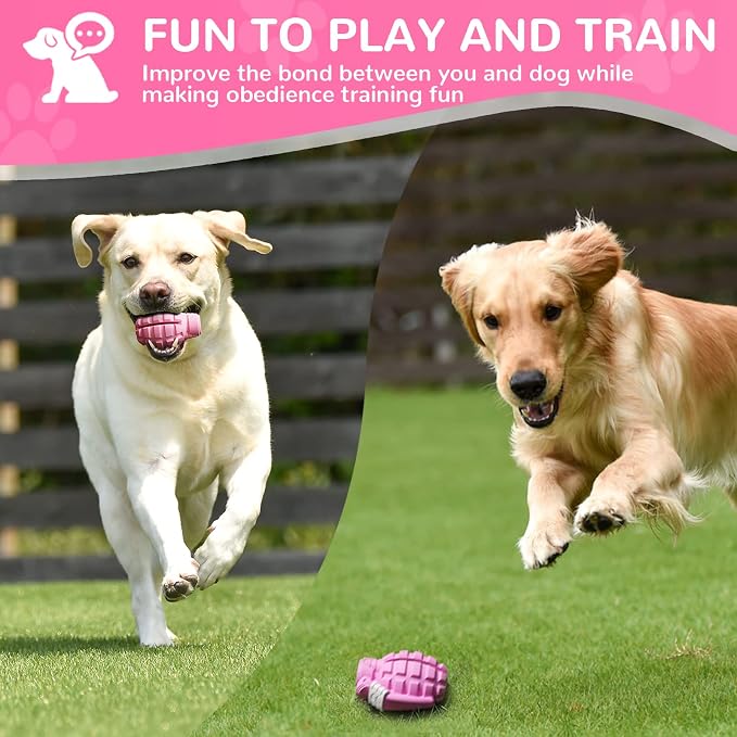 Dog Toys for Aggressive Chewers Large Breed, for German Shepherd, Indestructible Interactive Treat Dog Toys for Large Medium Breeds, Food Grade & Tough Rubber, Fun to Chew, Chase and Fetch (Pink)