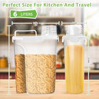 Viretec Rice Storage Container, 5 to 10lb Dry Food Airtight Dispenser, Pet Dog Cat Food Canister, BPA Free Clear Plastic Kitchen and Pantry Organization Bin for Oatmeal, Cereal, Pasta, Flour White