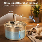 304 Stainless Steel Cat Water Fountain, 118oz/3.5L Pet Drinking Fountain for Cats and Small Dogs, Ultra-Quiet, Dishwasher Safe, Water Level Window, Cat Fountain with Smart Pump Protection