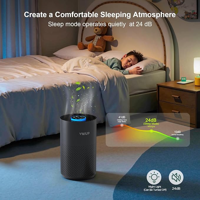 Air Purifiers for Bedroom Home up to 1350 ft² - Vniup H14 True Room Air Purifiers for Bedroom, with Fragrance Function Sleep Mode& Light Mode Air Cleaner for Pet Dander Odor Dust Smoke