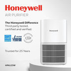 Honeywell Allergen Plus Compact HEPA Small Room Air Purifiers, White | Honeywell air purifiers for home, Up to 530 ft², Quiet HEPA air purifiers for bedroom, 3-in-1 filter, HPA125W