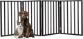 Pet Gate - 4-Panel Indoor Foldable Dog Fence for Stairs, Hallways, or Doorways - 72x24-Inch Wood Freestanding Dog Gates by PETMAKER (Black)