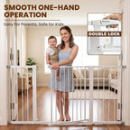 Mumeasy Extra Wide Baby Gate for Doorways, 36-63" Walk Thru Dog Gate with Auto Close Dual Swing for Stairs & Hallways, Easy Install Pressure Mounted Child Safety Gate for Toddlers & Pets Indoor, White