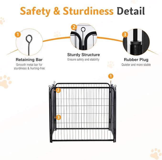 NEWBULIG Dog Playpen for Indoor 32 Inch 4 Panels - Portable Heavy Duty Metal Pet Exercise Pen, Foldable Small Medium Dog Puppy Playpen Fence for Outdoor RV, Camping, Yard, Garden