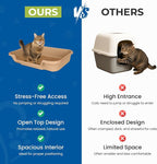 KittyGohere Senior Cat Litter Box Small with Scoop, Beach Sand | Open Top Low Entrance Kitty Litter Box With With Long-handle Jumbo Scoop, Lightweight & Durable Litters Box, Made in USA