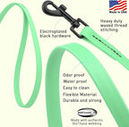 Dogline Biothane Waterproof Dog Leash Strong Coated Nylon Webbing with Black Hardware Odor-Proof Easy to Clean High Performance for Small or Large Dogs Made in USA 4 or 6 ft Lead, Sea Foam Green