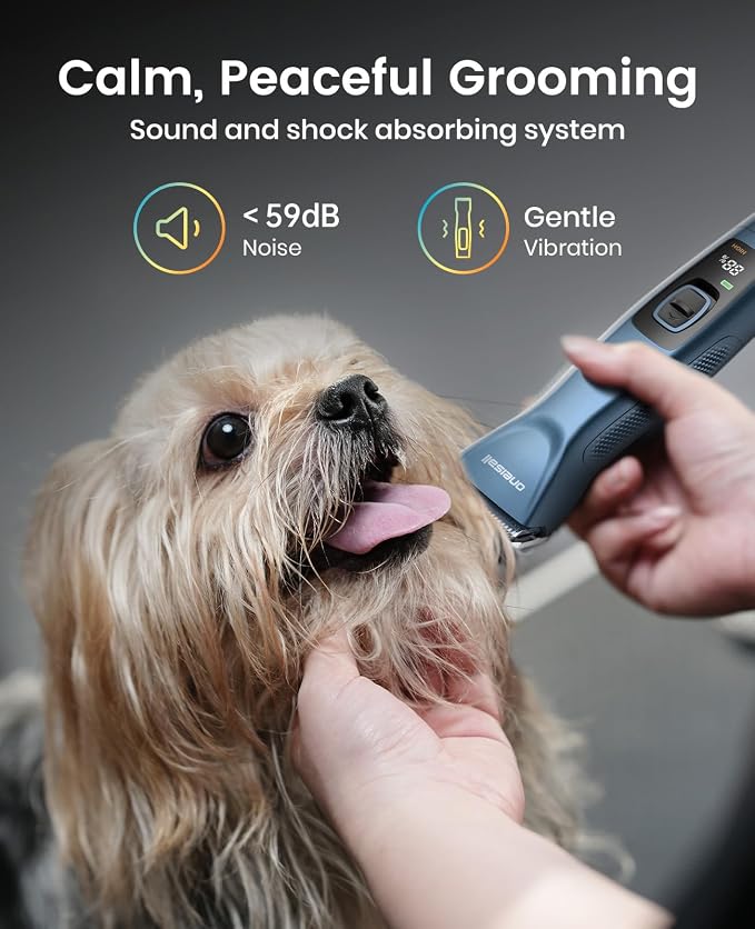 oneisall Professional Dog Clippers 4 Length A5 Blades with Carring Case | 3700SPM 2-Speed, 2600mAh Swappable Battery, Low Noise Dog Grooming Clippers for Thick Long Curly Matted Hair