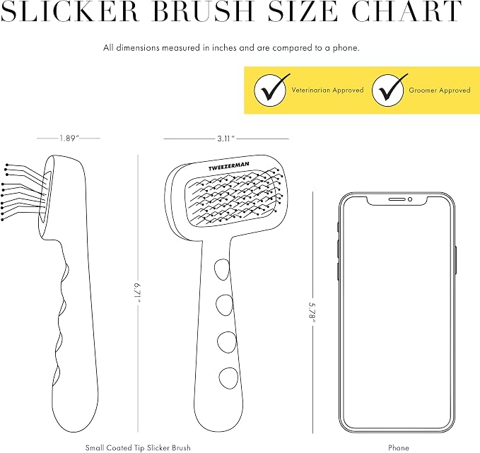 Tweezerman Slicker Brush for Pets-Grooming Brush with Coated Bristles