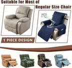 100% Waterproof Recliner Chair Cover, Non-Slip Washable Recliner Slipcover with Elastic Straps & Side Pocket, Stay in Place Furniture Protector for Dogs Cats Kids (Navy Blue, 23)
