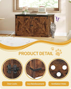 Hzuaneri Cat Litter Box Enclosure, Hidden Litter Box Furniture with Divider | Wooden Cat Cabinet with Removable Dividers, Reversible Entrance Left or Right Side, Cat Washroom, Rustic Brown Black CB84701X
