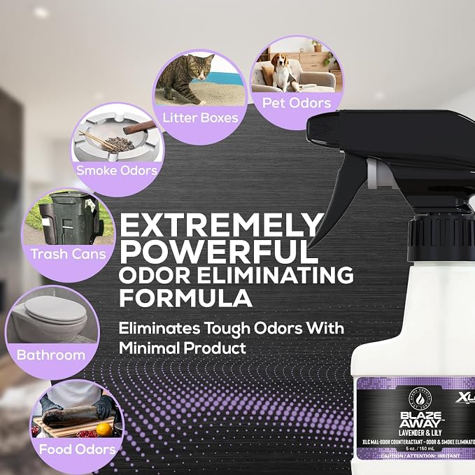 Blaze Away Lavender & Lily Odor Eliminator Spray (5 Fl Oz) | Commercial Air Freshener • Professional-Strength • Long-Lasting • for Smoke, Pet, Bathroom, Vehicle, Hotel & Commercial Space