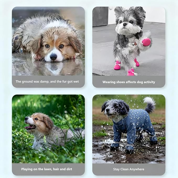 Dog Rain Boots, Waterproof Dog Rain Shoes for All Weather, Anti Dirt Pants with Shoes, Adjustable Suspender Pants for Outdoor Walking & Paw Protectors（XL）