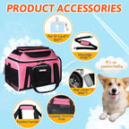 Petskd Top-Expandable Small Pet Carrier 18"x13"x9.5" Airline Approved | for Southwest Airlines, Lockable Safety Zippers and Anti-Scratch Mesh, Soft-Sided, Pets Under 10 Lbs, Pink