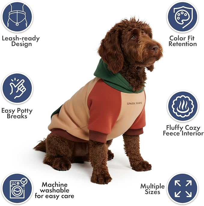 Spark Paws Dog Hoodie – Premium Dog Sweater for Small, Medium, and Large Dogs | Warm Outfits for French Bulldogs, Pitbull, Puppy, Winter Jacket Alternative - Ranger - M