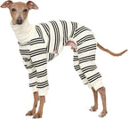 D Doggy Star Italian Greyhound Clothes Soft Stretchy Onesie Refined Stripe Outfit Whippet for Dog Coat (XL,Onsi Black Str)