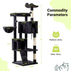 Allewie 64 Inches Multi-Level Cat Tree Tower for Indoor Cats, Dark Grey | Activity Center for Big Felines, 2 Plush Condos, 2 Perches, Cozy Basket, House, Sisal Scratching Posts, Hanging Cat Toys