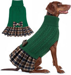 KYEESE Dog Sweater Dress Turtleneck Thick Knit Pullover for Cold Weather | Stretchy Fit, Lightweight & Warm, Cozy Knit Comfort, Cute Bow Accent, Gentle on Sensitive Skin, Comfortable Daily Wear