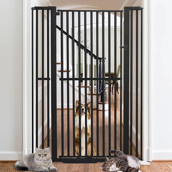 SHYUJAJIE 71 Inch Extra Tall Pet Gate for Cats | 29.92"-43" Adjustable Wide Dog Gates,Pressure Mounted Walk Through Tall Pets Gate for Doorways,Hallway,Stairs,White