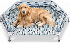 Elevated Dog Bed with Bolster, Raised Cooling Orthopedic Dogs Cot X-Large | Hexagon Outdoor Dog Bed with Metal Frame for Up to 130 lbs, Portable Dog Hammock for Patio Camping, Breathable Off the Ground