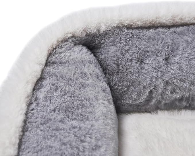 Luxury Square Grey Cat & Dog Bed - Soft Washable Animal Pet Beds with Anti-Slip & Water-Resistant Bottom, Perfect for Indoor Small Dogs & Cats, Kittens & Puppies