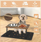 Aivituvin Elevated Dog Bowls, 15°Tilted Raised Cat Food Bowl, Walnut Wood Water Stand Feeder Set for Cats and Puppy, Pet Bowls with Anti Slip Mat(Medium)