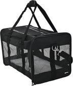 Amazon Basics Airline Approved Soft-Sided Mesh Pet Travel Carrier with Shoulder Strap, Removable Washable Fleece Pad, Top Opening, Ventilation for Dog, Cat, up to 22 pounds, 19.7Lx12Wx12H in., Black