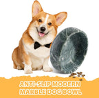 Karibiber Natural Marble Dog Bowl, 5lbs Non-Slip Cat and Dog Food Bowl Dish, Non-Tipping Weighted Puppy Pet Dish, Durable Food and Water Bowls, Easy to Clean, Holds 4 Cups(Indian Green)