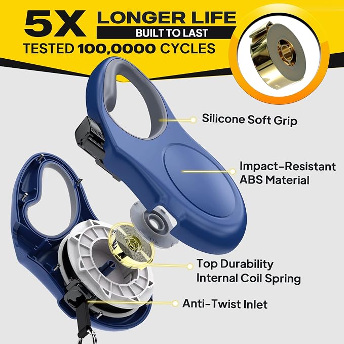 Fida Retractable Dog Leash, 16 ft Dog Walking Leash for Large Dogs up to 110lbs, Tangle Free,Navy Blue