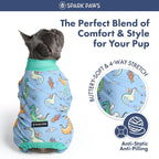 Spark Paws Dog Pajama, Dog Recovery Suit Male, Onesie, Ultra-Soft and 4-Way Stretch, for Small Medium and Large Breeds - Dragons - S