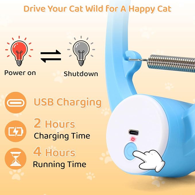 Automatic Interactive Cat Toys for Indoor Cats Hanging Cat Toy, Blue | 2 Electric Fluttering Mouse Feather Wands, USB Rechargeable, Adjustable Strings, 360° Rotation for Bored Kittens & Adult Cats