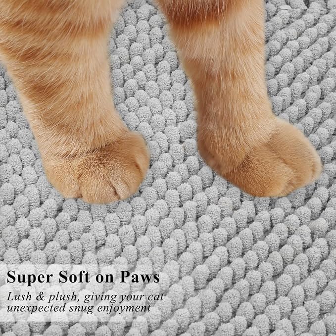 VIVAGLORY Soft Cat Litter Box Mat, Large Litter Trapping Mat for Indoor Cat, Machine Washable Cat Kitty Litter Tray with No-Slip and Waterproof, 31"× 20", Grey | Litterbox Rug Box Catcher for Indoor & Floor, Easy Clean Washable Less-Mess Waterproof for...