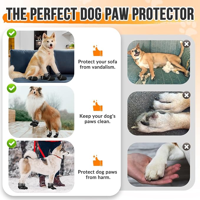 SlowTon Dog Shoes - Breathable Dog Sock Boots for Summer Hot Pavement Hardwood Floors Winter Snow, Waterproof Booties for Small Medium Large Dogs, Non-Slip Paw Protector for Outdoor Walking (BG, 7)