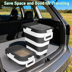 Dog Food Storage Container with Rolling Wheel and Airtight Lid, Black, 30LB | Foldable Food Storage Bins with Snap-Lid Seal to Keep Kibble, Pellets or Seeds Fresh for Dogs, Cats and Birds