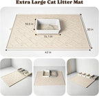 Pawtners Cat Litter Mat Extra Large 42" X 30", Easy to Clean, Beige, 2 Pack | Non-Slip Kitty Litter Mat for Floor, Waterproof & Urine-Proof Cat Litter Mat Litter Trapping Mat, Soft on Kitty Paws