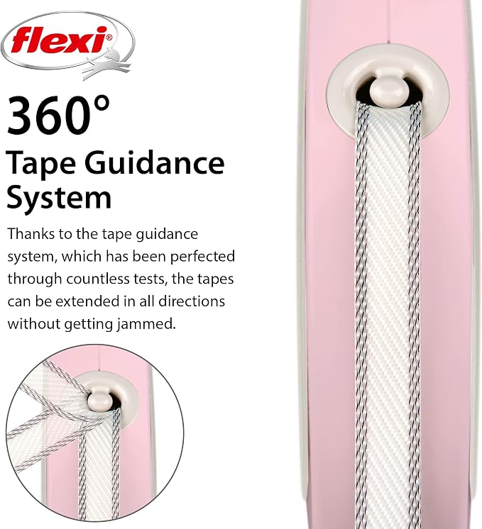 FLEXI® Classic Tape Retractable Dog Leash, Small, 10 ft - Pink/Rose | German engineered, original flexi leash, durable quality for dogs up to 26 lbs, tangle-free, walking, reliable brake system