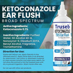 Truseb Cat & Dog Ear Infection Treatment Solution – Medicated Ketoconazole 1% TRIS with Trizmax EDTA (Tromethamine USP, Disodium Edta) – Soothes Itchy & Inflamed Ears, Cleans Debris and Buildup(12 oz)