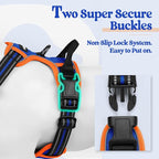 rabbitgoo Dog Harness, No Pull for Large Dogs with 2 Leash Clips, Pet Vest | No Choke with Handle, Adjustable Soft Padded, Reflective, Easy Control for Walking, Blue & Orange, Large